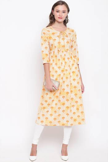 For Your Casual Or Semi-Casuals, Grab This Simple Readymade Straight Kurti In Light Orange Color Fabricated On Cotton. Its Fabric Is soft Towards Skin And Esnures Superb Comfort All Day Long.