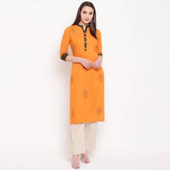 Add This Pretty Simple Kurti To Your Wardrobe In Orange color Fabricated On Rayon. This Readymade Kurti Is Suitable For Daily Or Office Wear.