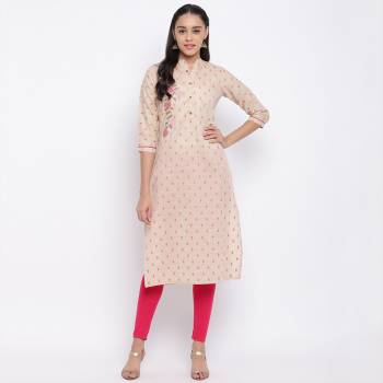 For Your Casual Or Semi-Casuals, Grab This Simple Readymade Straight Kurti In Cream Color Fabricated On Cotton. Its Fabric Is soft Towards Skin And Esnures Superb Comfort All Day Long.