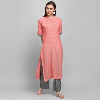 For Your Casual Or Semi-Casual Wear, Grab This Simple And Elegant Looking Readymade Pair Of Kurti and Plazzo In Pink And Dark Grey. This Pair Is Rayon Based Which Is Soft Towards Skin And Ensures Superb Comfort All Day Long. 