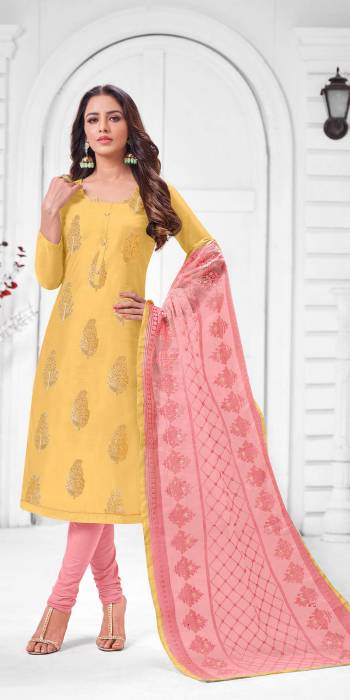 Simple And Elegant Looking Designer Straight Suit Is Here In Yellow Color Paired With Pink Colored bottom And Dupatta. Its Top Is Fabricated On Modal Silk Paired With Cotton Bottom and Orgenza Dupatta.