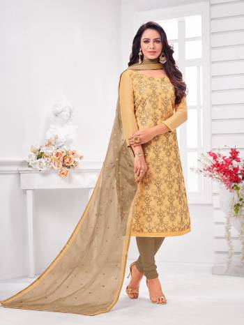 Simple And Elegant Looking Designer Straight Suit Is Here In Beige Color Paired With Brown Colored bottom And Dupatta. Its Top Is Fabricated On Modal Silk Paired With Cotton Bottom and Orgenza Dupatta.