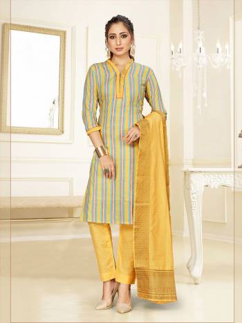 Simple And Elegant Looking Designer Straight Suit In Grey and Yellow Color. Its Top, Bottom And Dupatta Are Fabricated On Cotton Beautified With Prints. Its Fabric Ensures Superb Comfort All Day Long. 