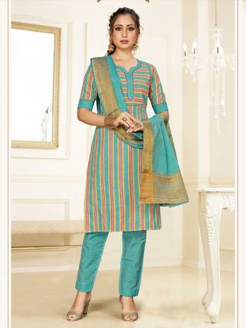 Simple And Elegant Looking Designer Straight Suit In Sky Blue Color. Its Top, Bottom And Dupatta Are Fabricated On Cotton Beautified With Prints. Its Fabric Ensures Superb Comfort All Day Long. 