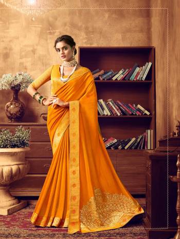 Celebrate This Festive Season In Beautiful Royal Look Wearing this Designer Saree In Musturd Yellow Color. This Pretty Saree Is Fabricated On Art Silk paired With Jacquard Silk Fabricated Blouse. It Color and Fabric Gives A Rich Look To Your Personality. 
