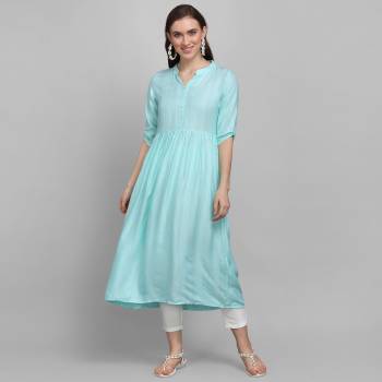 Simple and Elegant Looking Readymade Kurti Is Here In Sky Blue Color. This Pretty Kurti Is Fabricated On Rayon Which Is Soft Towards Skin And Easy To Carry All Day Long. Also, You Can Style This Plain Kurti In Many Ways As Per The Occasion. 