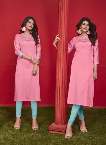 Simple And Elegant Looking Designer Straight Kurti Is Here In Pink Color Fabricated On Cotton. It Is Beautified With Thread Work And Available In All Regular Sizes. You Can Pair This Up With Leggings Or Pants. Buy Now.