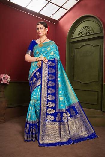 Adorn A Royal Traditional Look Wearing This Designer Silk Based saree In Blue And Royal Blue color. This Saree IS Fabricated On Banarasi Art Silk Paired With Art Silk Fabricated blouse. It Is Beautified With Rich Weave All Over. 