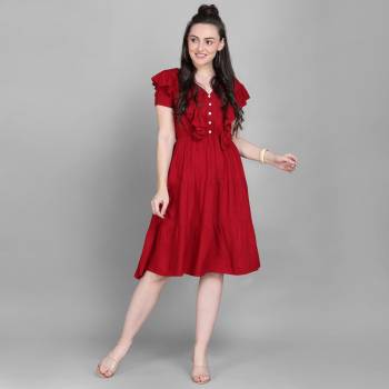 Here Is A Lovely Readymade Western Dress Pattern Readymade Kurti In Red Color. This Kurti Is Fabricated On Rayon Which Is Soft Towards Skin And Easy To Carry All Day Long. 