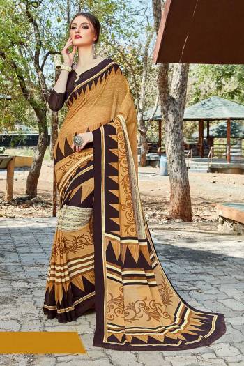 Simple And Elegant Looking Saree Is Here For Daily Wear In Beige color paired with Dark Brown Colored Blouse. This Saree And Blouse Are Georgette Based Which IS Light Weight And Ensures Superb Comfort All Day Long. 