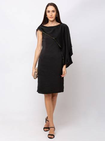 Grab This Pretty Party Wear One-Piece In Black color Fabricated On Cotton. Its Lovely One Shoulder Pattern Gives A Unique Look And Also This Dres Is Available In All Regular Sizes. 