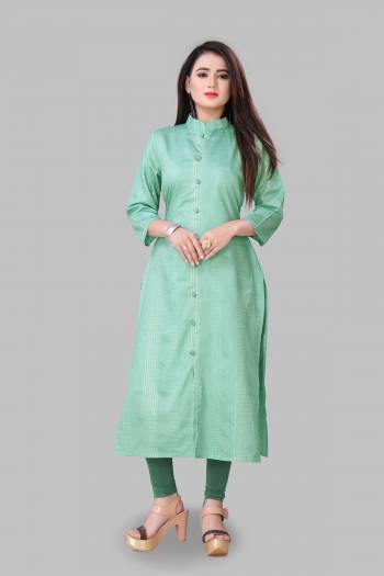 For Your Semi-Casual Wear, Grab This Readymade Straight Kurti In Light Green Color Fabricated On Cotton Silk. This Kurti Is Beautified With Foil Print And It Is Light In Weight And Easy To Carry All Day Long. 