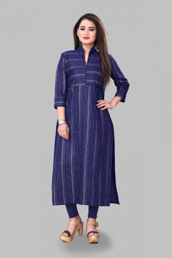 Add This Pretty Readymade Kurti To Your Wardrobe In Royal Blue Color Fabricated On Cotton Silk. This Straight Kurti Is Light In Weight And Available In All Regular Sizes. 