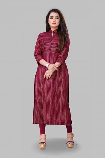 For Your Semi-Casual Wear, Grab This Readymade Straight Kurti In Magenta Pink Color Fabricated On Cotton Silk. This Kurti Is Beautified With Foil Print And It Is Light In Weight And Easy To Carry All Day Long. 