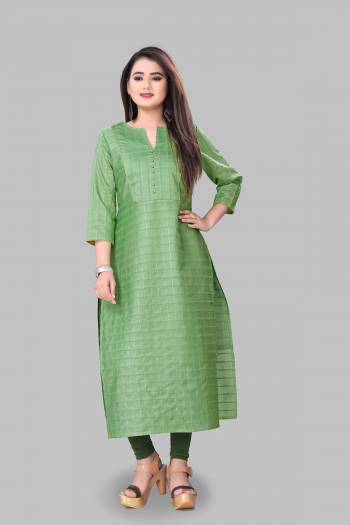 Look Pretty Wearing This Elegant Looking Readymade Kurti In Green Color Fabricated On Cotton Silk. Buy This Pretty Kurti Now. 