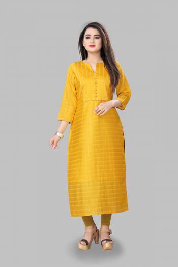 Add This Pretty Readymade Kurti To Your Wardrobe In Musturd Yellow Color Fabricated On Cotton Silk. This Straight Kurti Is Light In Weight And Available In All Regular Sizes. 