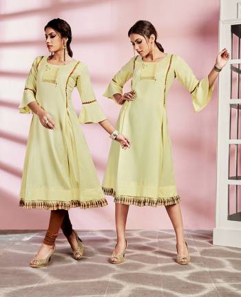 Here Is An Elegant Looking Kurti In Yellow Color Fabricated On Rayon. This Readymade Kurti Is Light In Weight And Can Be Styled In Multiple Ways As Per Occasion. 