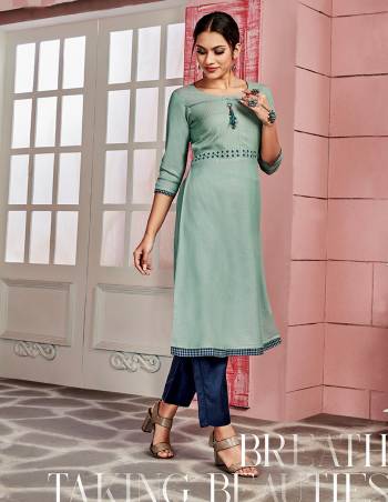 Grab This Pretty Readymade Kurti For Your Casual Or Semi-Casual Wear In Steel Blue Color Fabricated On Rayon. This Pretty Kurti Is Light Weight, Durable And Easy To Carry All Day Long. 