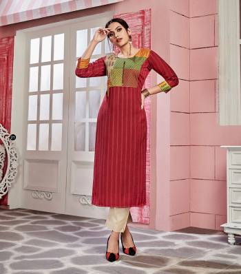 Look Pretty In This Pretty Readymade Kurti In Red Color Fabricated On Rayon. This Kurti Is Suitable For Semi-Casual Wear And Available In All Regular Sizes. 