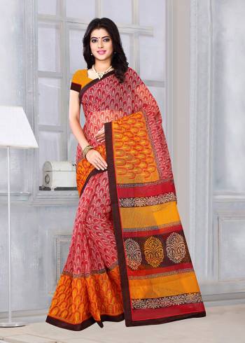 Simple and Elegant Looking Printed Saree Is Here For Your Casual Or Semi-Casual Wear. This Saree and Blouse Are Fabricated On Kota Silk Beautified With Prints All Over. It Is Light In Weight and Easy To Carry All Day Long. 