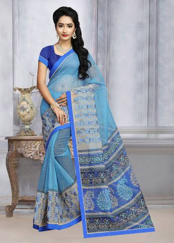 Simple and Elegant Looking Printed Saree Is Here For Your Casual Or Semi-Casual Wear. This Saree and Blouse Are Fabricated On Kota Silk Beautified With Prints All Over. It Is Light In Weight and Easy To Carry All Day Long. 