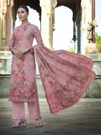 Add This Beautiful Digital Printed Designer Straight Suit In Pink Color To Your Wardrobe. This Pretty Suit Is cotton Based Beautified With Digital Print And Thread Work. Buy Now.